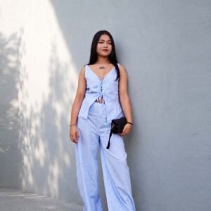 Sky Blue Tie-Front Co-Ord Set