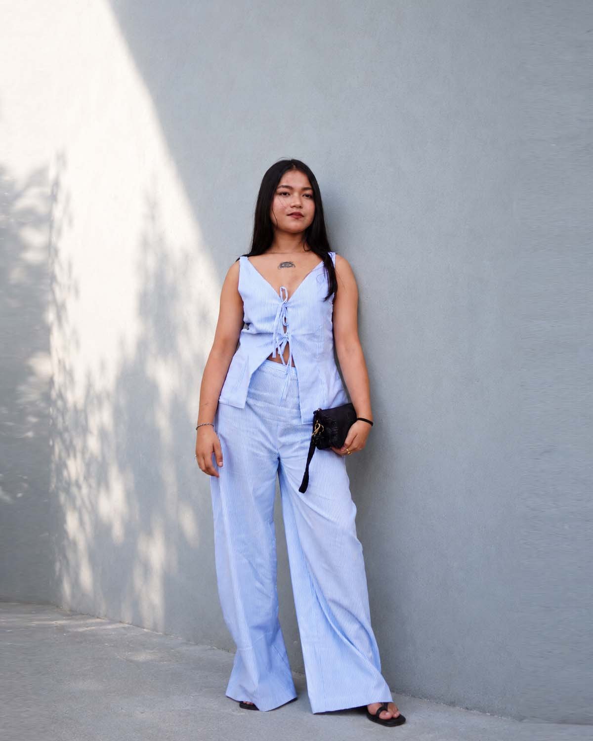 Sky Blue Tie-Front Co-Ord Set