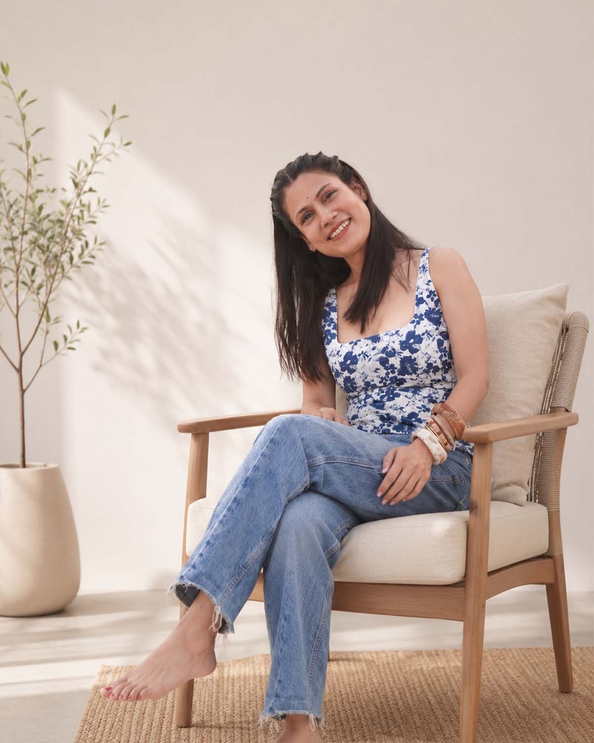 Blue Blossom Printed Kurti