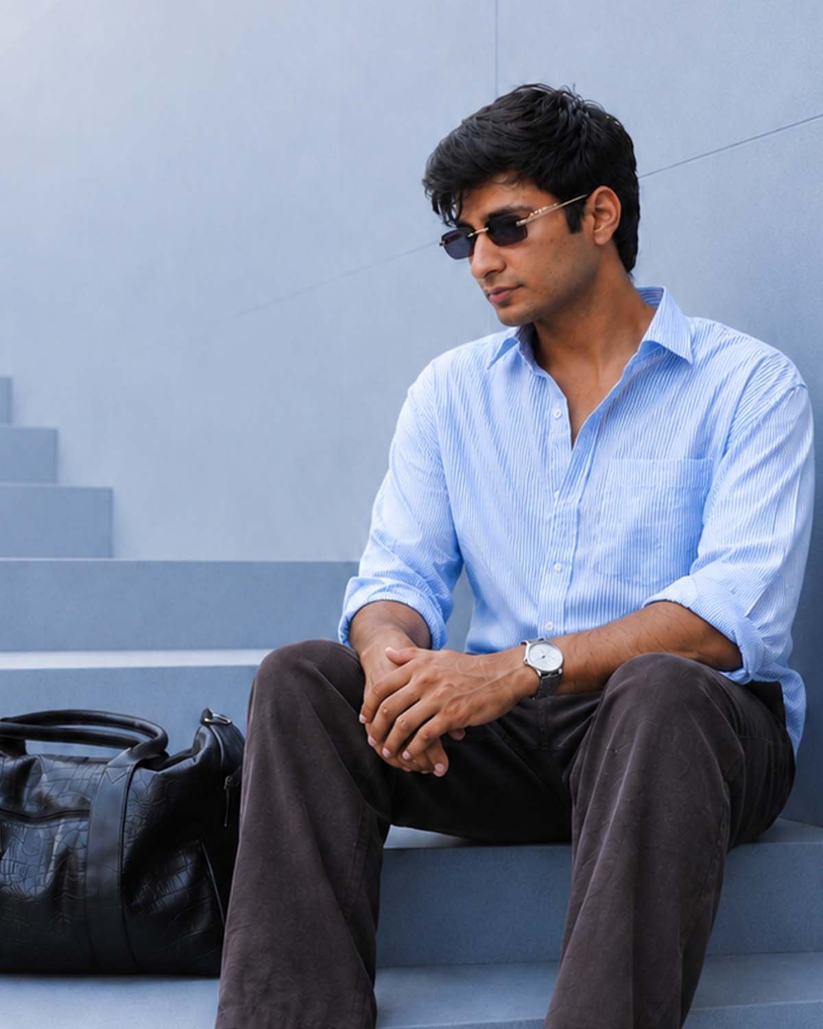 Azure Stripe Linen Shirt - Image 2