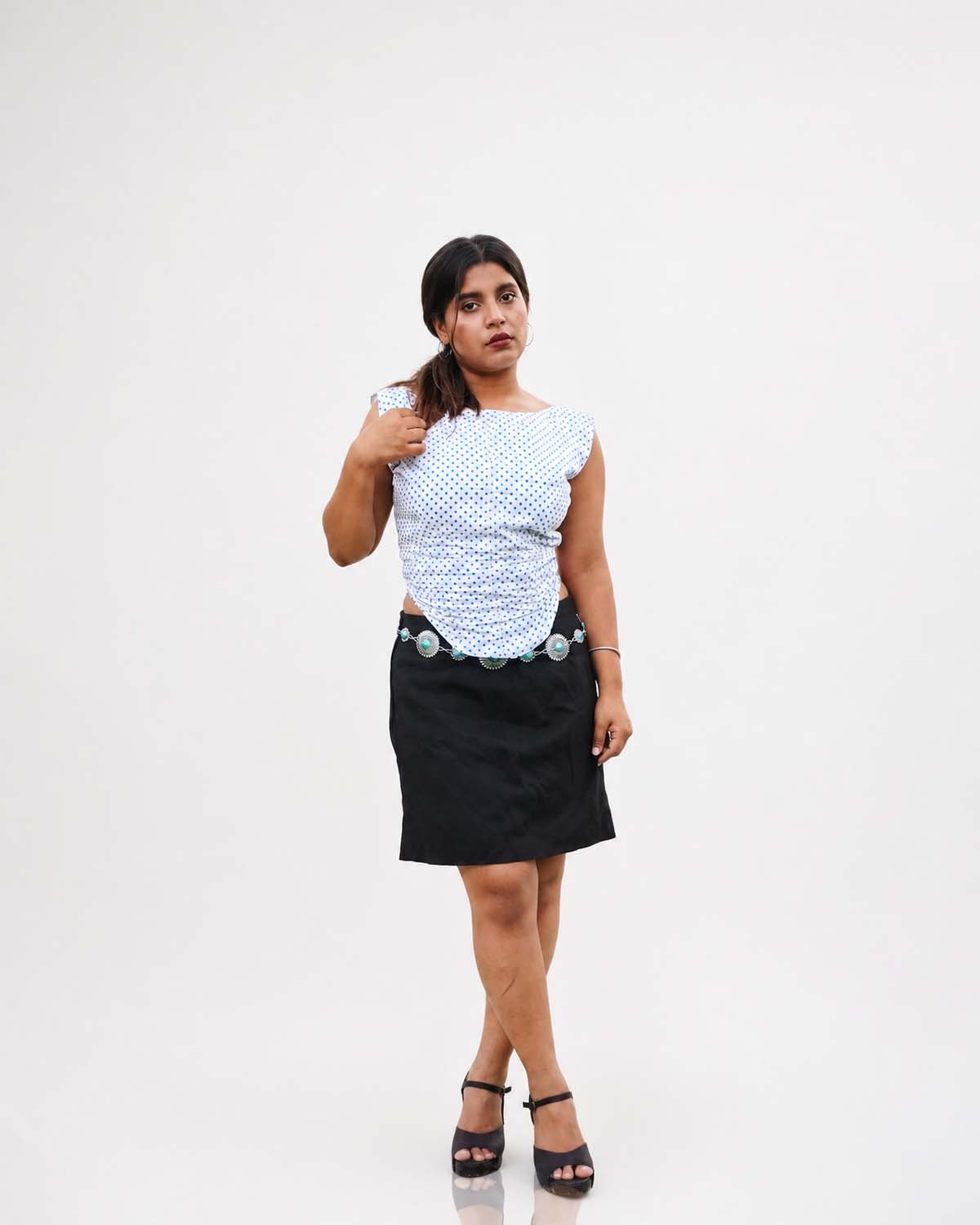 Celeste Polka Ruched Top