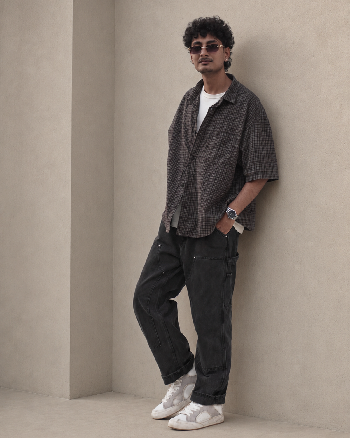 Noir Check Relaxed Shirt