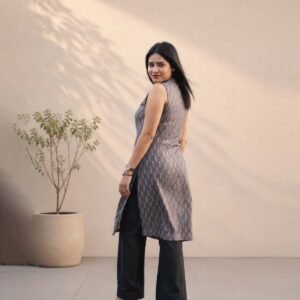 Charcoal Grey Printed Kurta Co-Ord Set