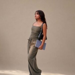 Olive Drift Ruched Co-ord set