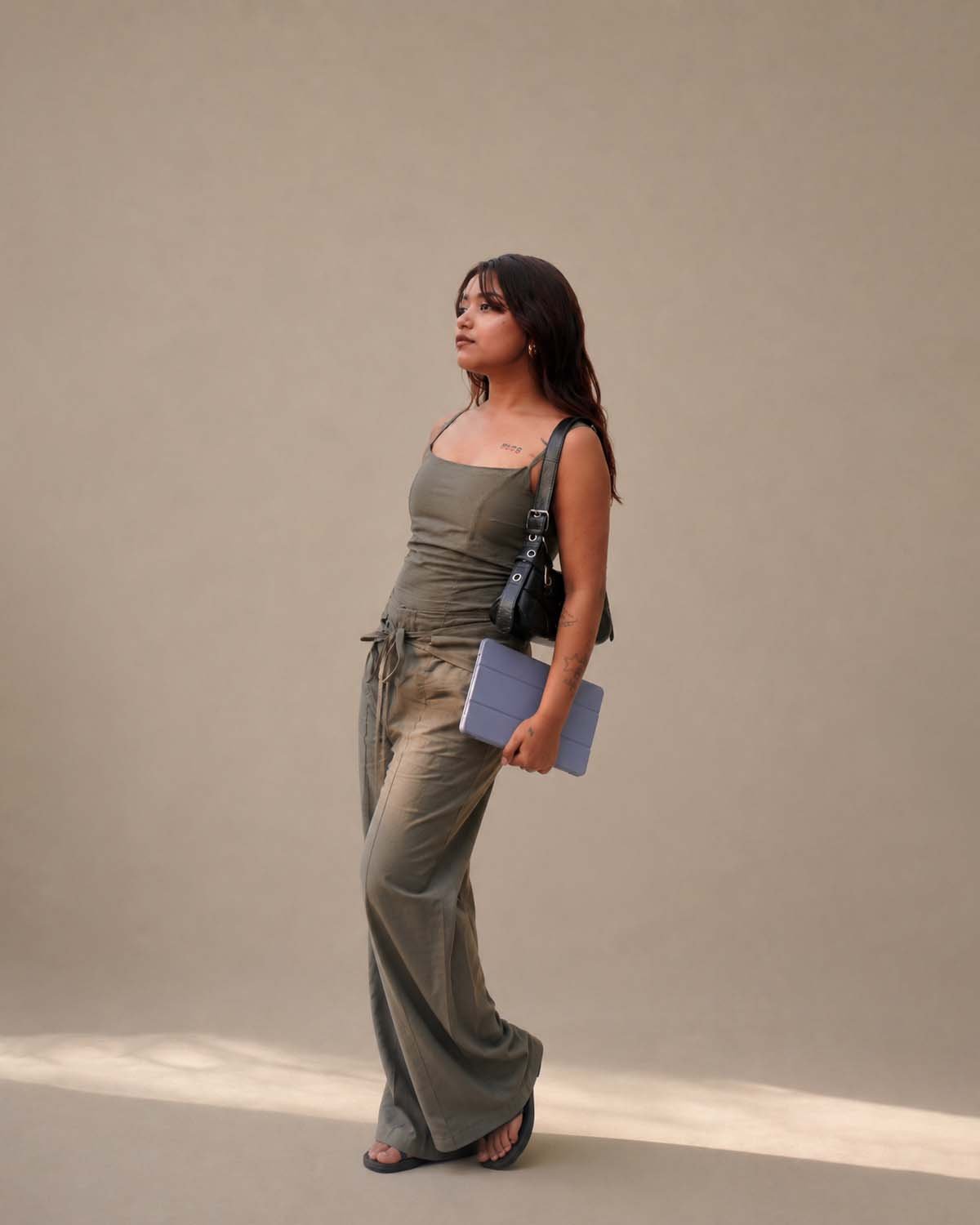 Olive Drift Ruched Co-ord set