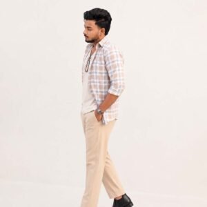 Blush Sand Plaid Casual Shirt