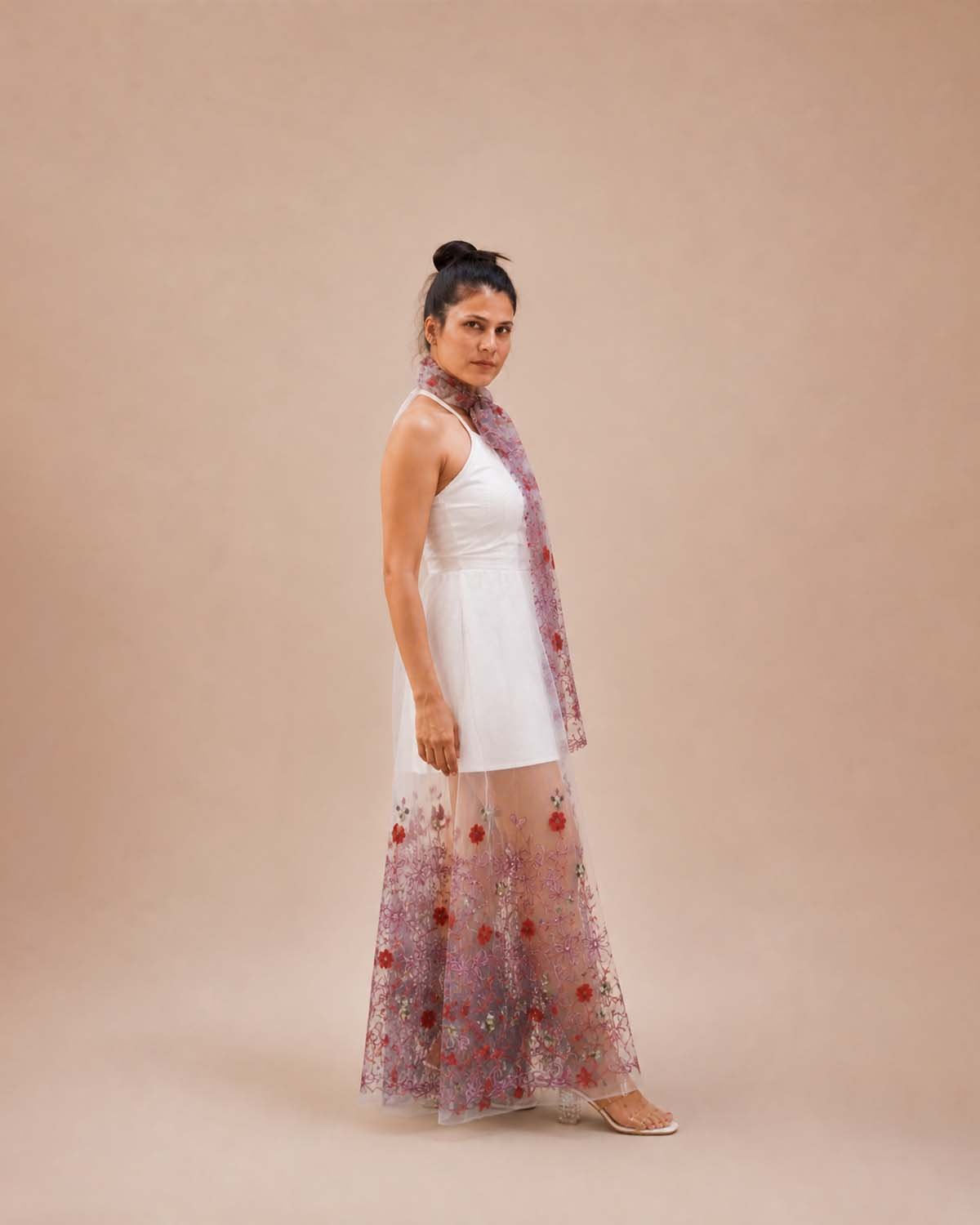 Ivory Bloom Embroidered Halter Dress - Image 2