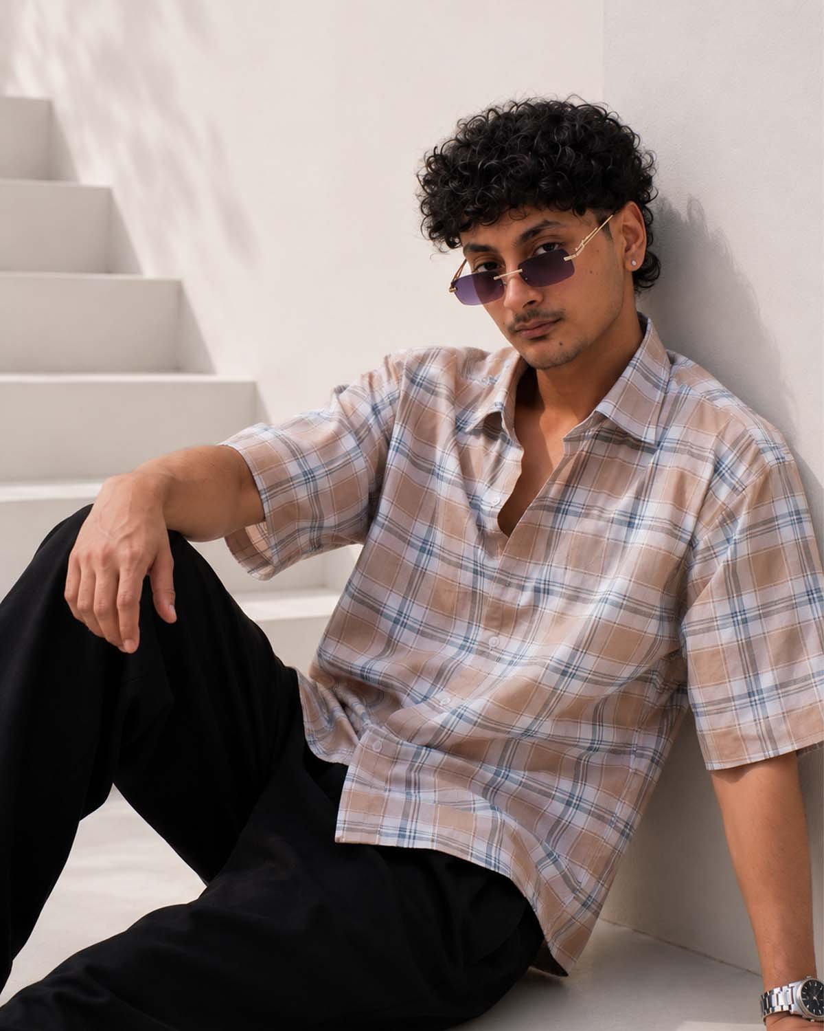 Siena Check Cuban Collar Shirt - Image 3