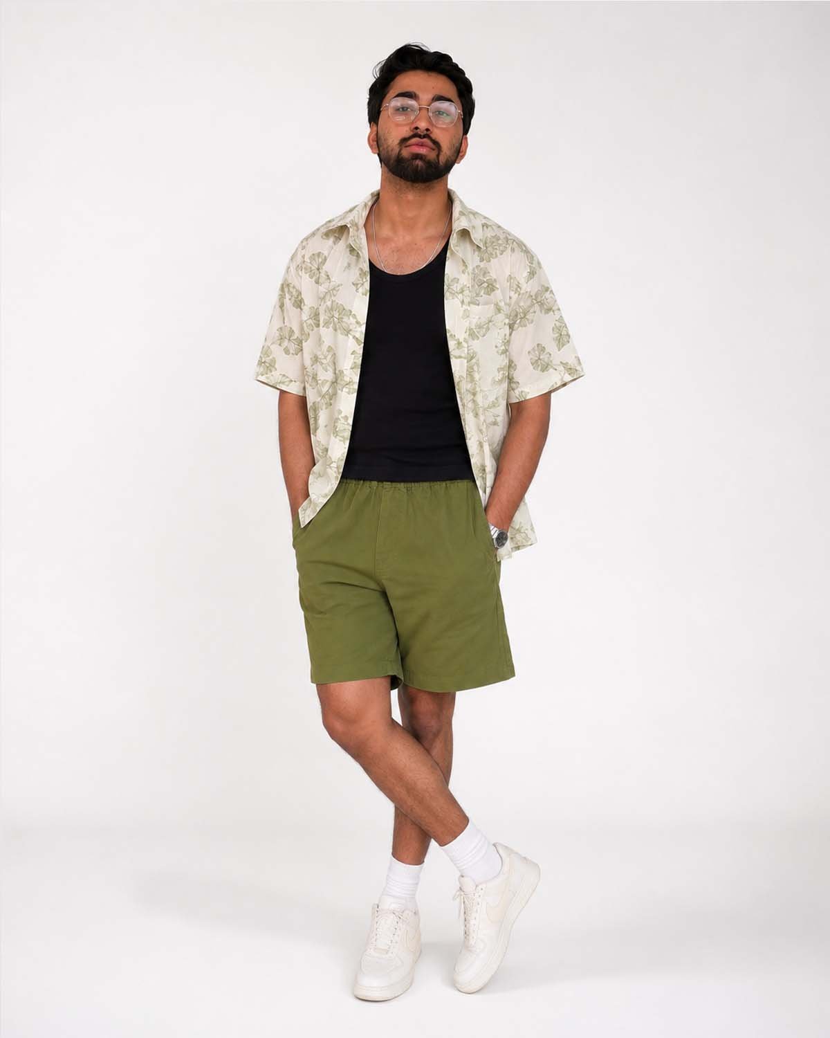 Olive Leaf Resort Print Shirt