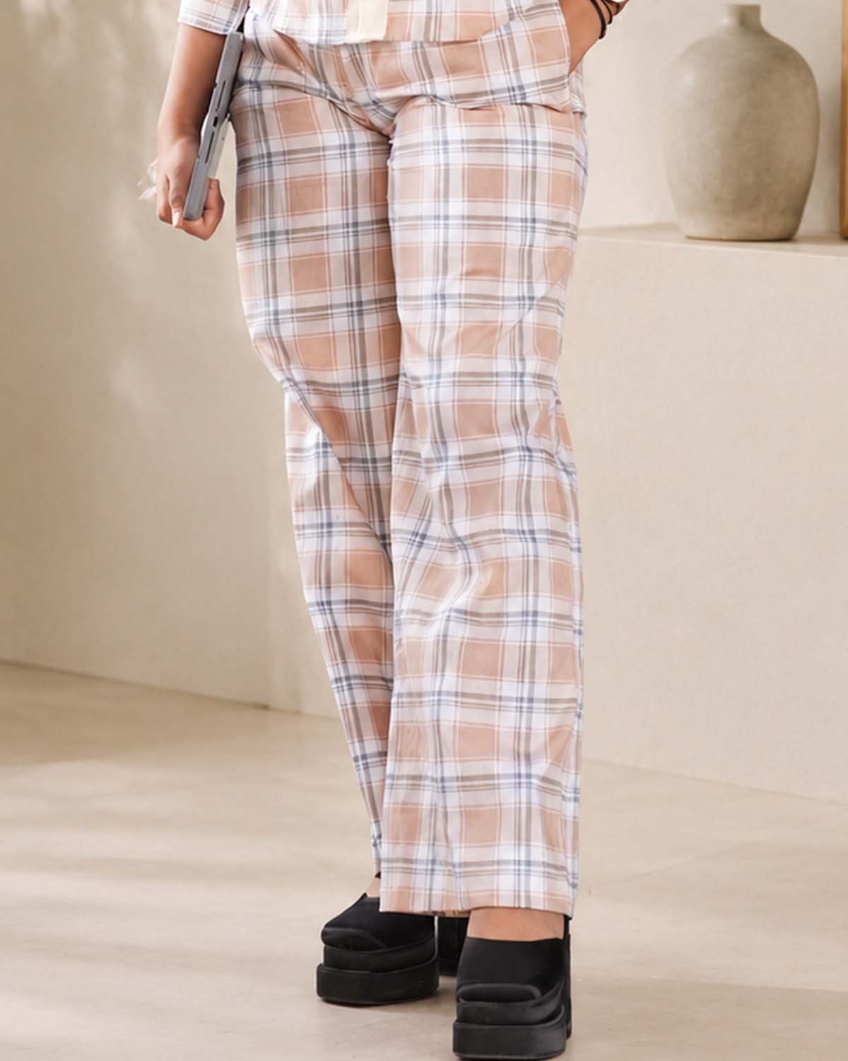 Sage Beige Plaid Co-Ord Set - Image 4