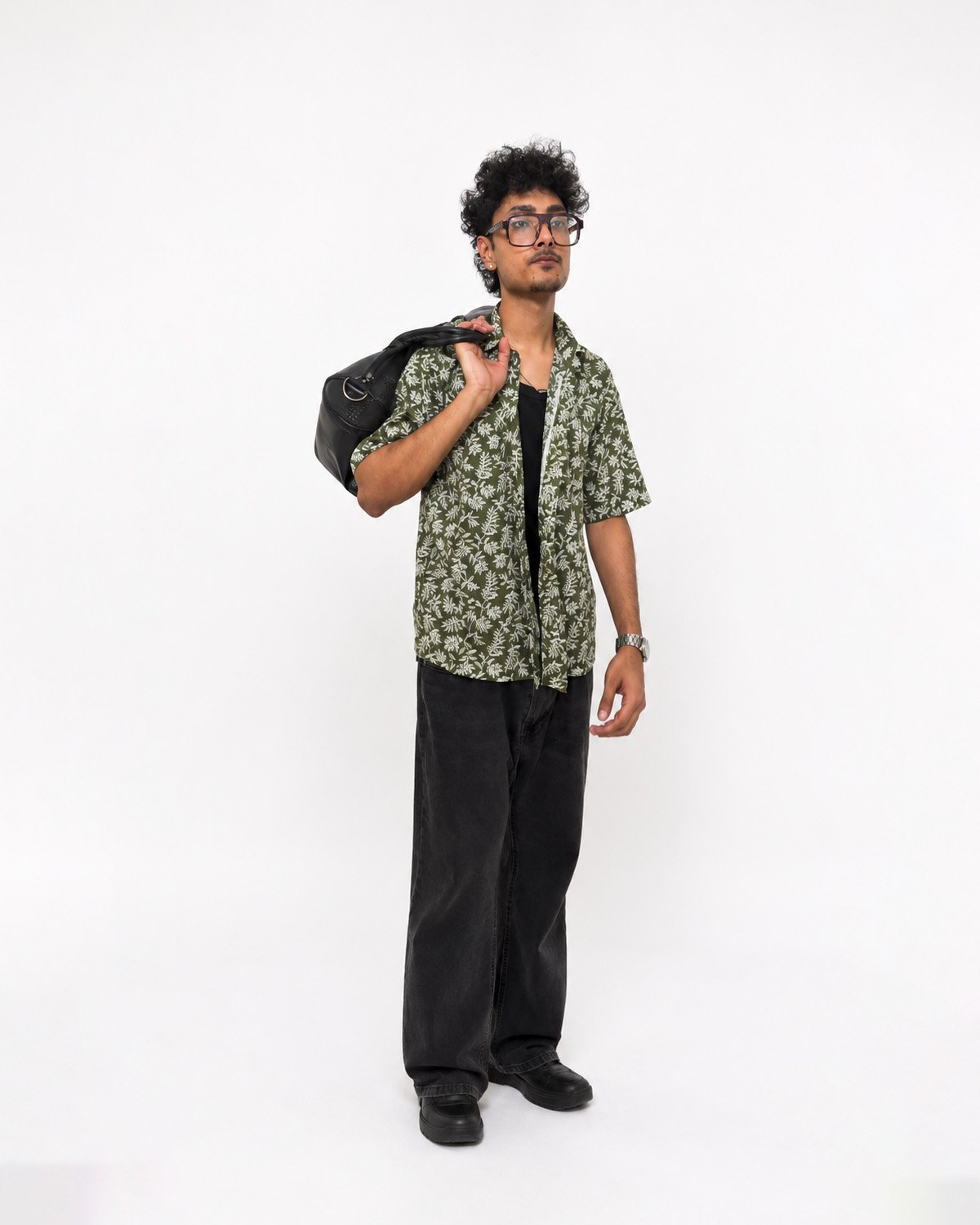 Olive Botanical Resort Shirt for Men
