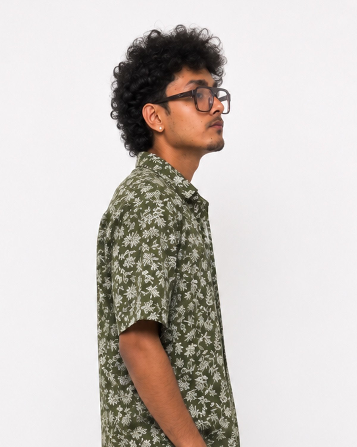Olive Botanical Resort Shirt for Men - Image 3