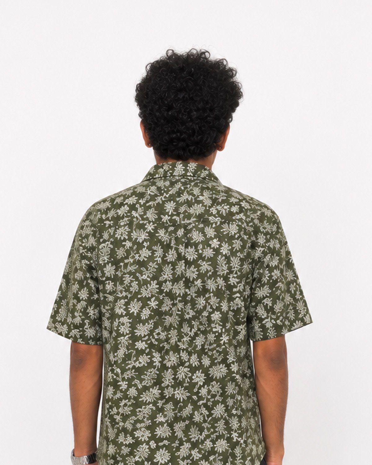 Olive Botanical Resort Shirt for Men - Image 4