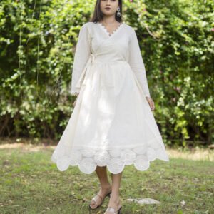 Cream Cotton Flex Dress for Women