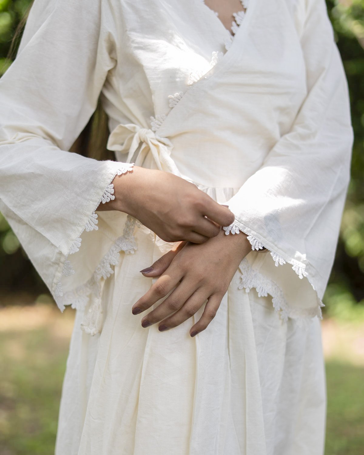 Cream Cotton Flex Dress for Women - Image 2