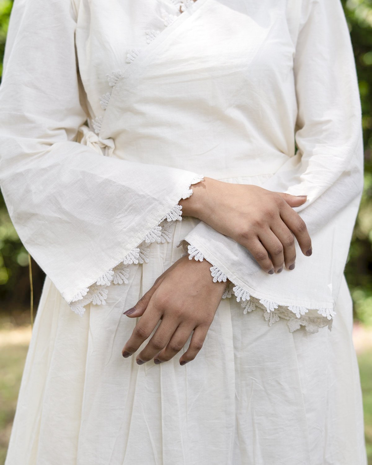 Cream Cotton Flex Dress for Women - Image 3