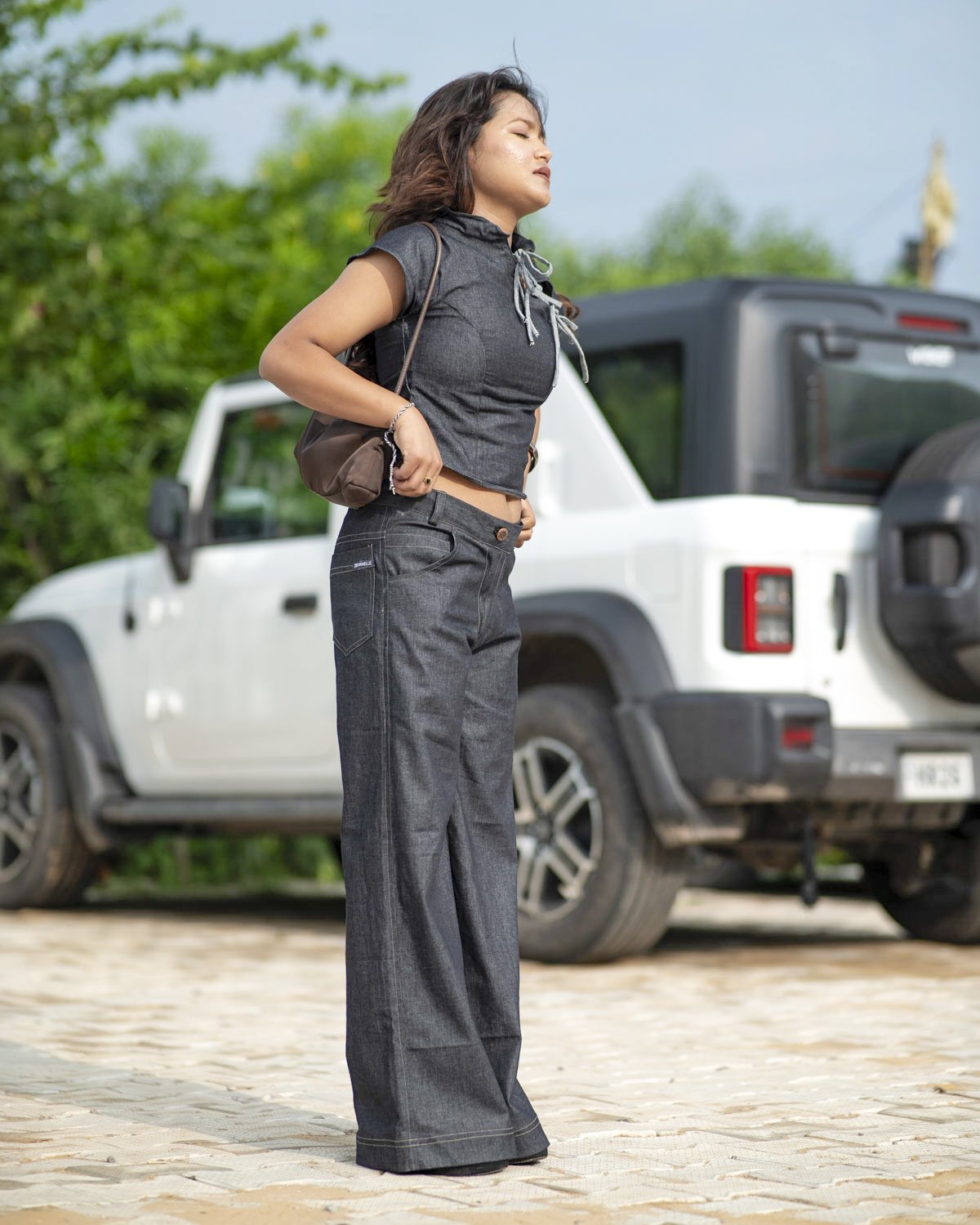 Lightweight Denim Cotton Wide-Leg Pants for Women