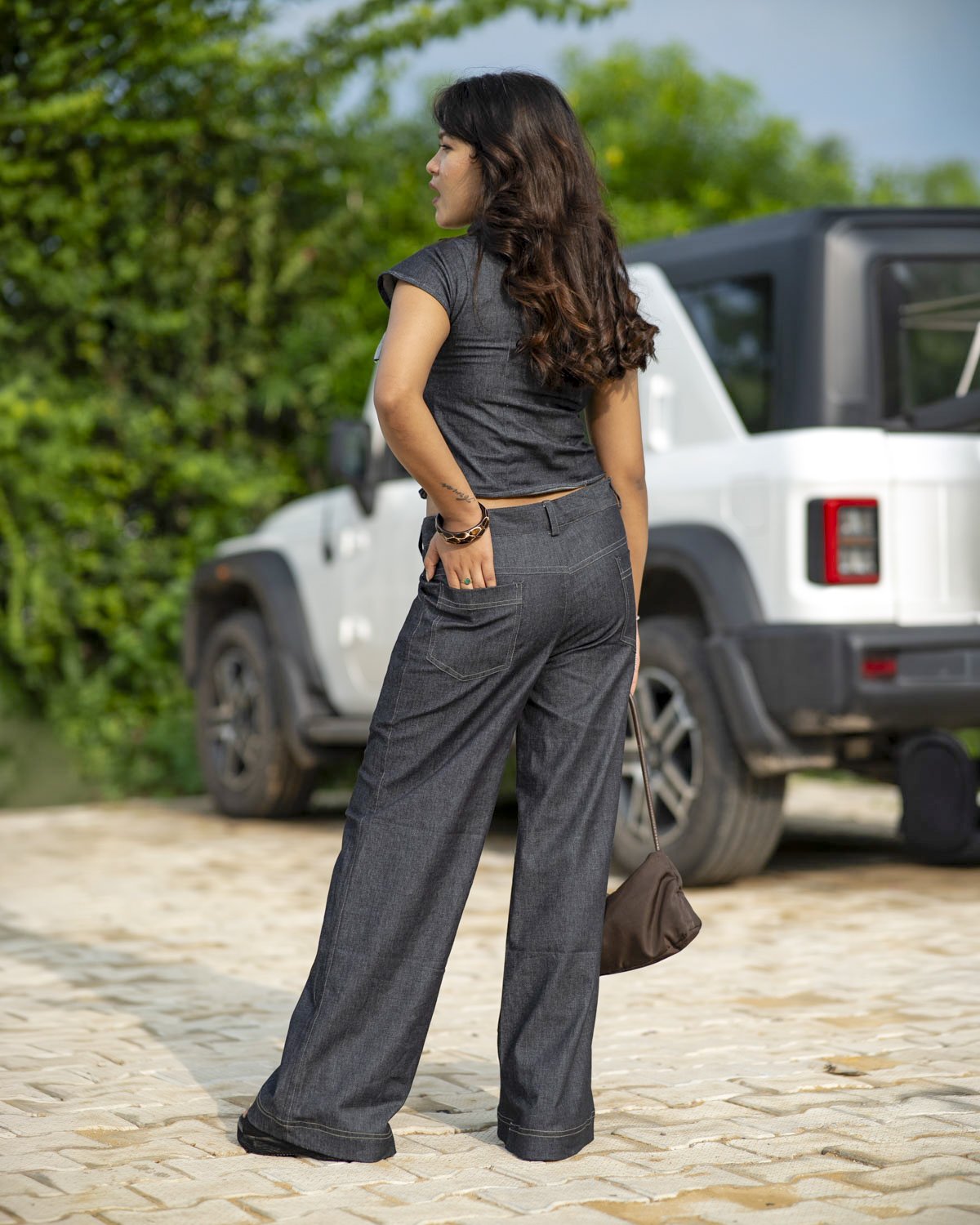 Lightweight Denim Cotton Wide-Leg Pants for Women - Image 3