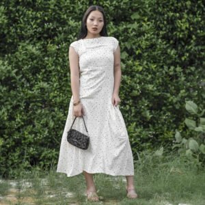 White Tari Cotton Printed Dress for Women