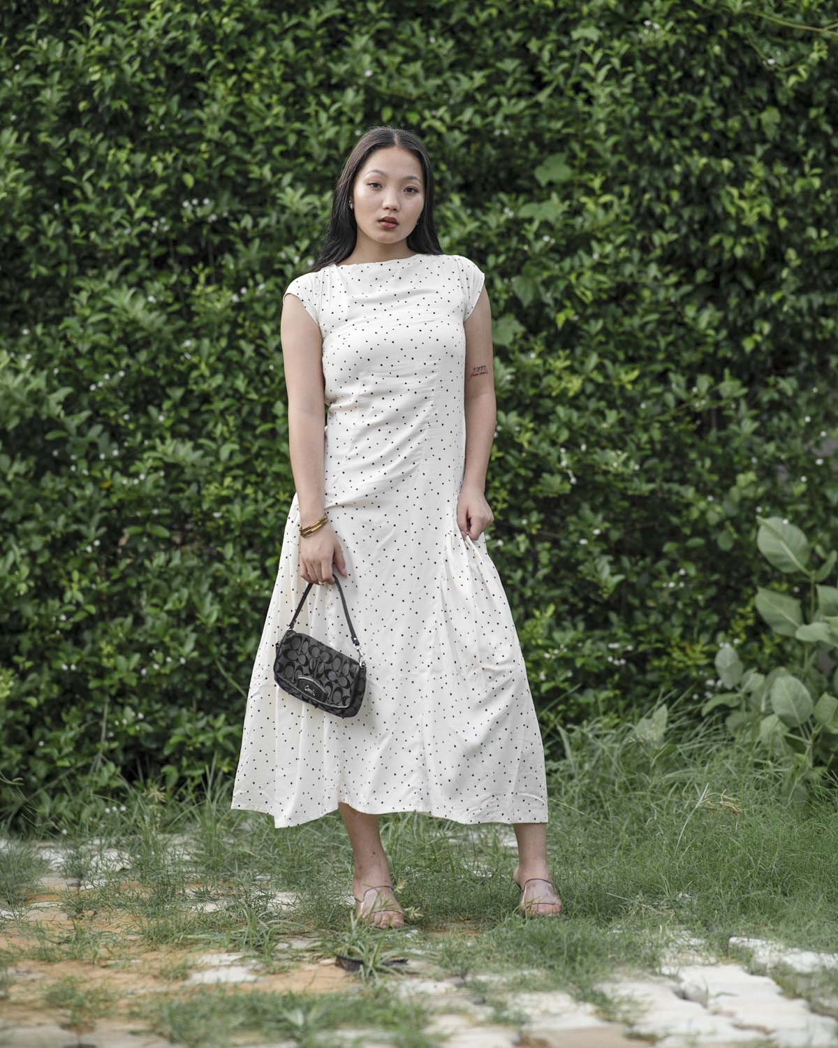 White Tari Cotton Printed Dress for Women