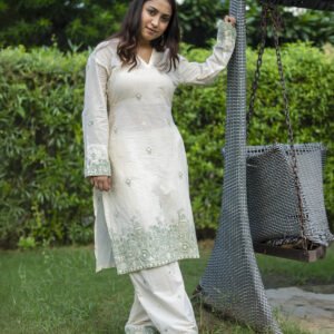Pure Cotton Embroidered Kurta Pant Set for Women