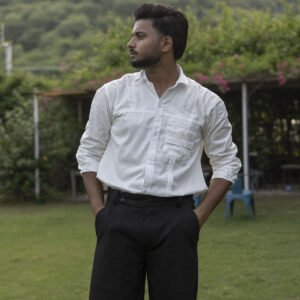 White Tari Cotton Shirt for Men