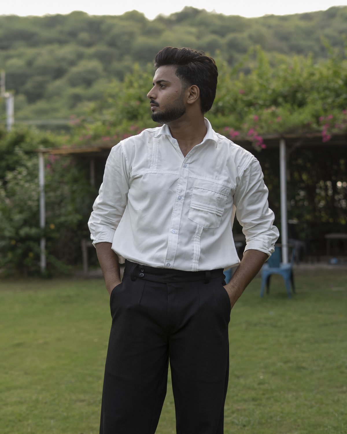 White Tari Cotton Shirt for Men
